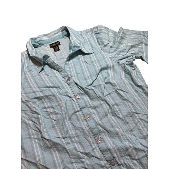 Lane Bryant Button Up Shirt Women’s 18/20w Blue White Striped Short Sleeve - Picture 3 of 10